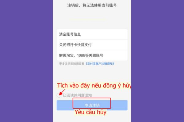 Cách xóa tài khoản Alipay bước 5