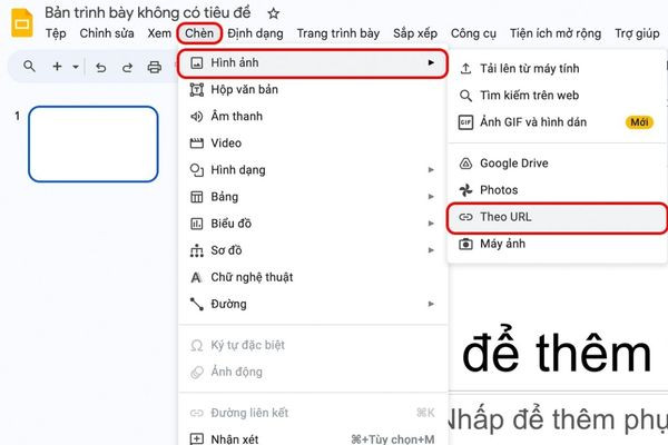 Chèn GIF vào Google Slides qua URL bước 1