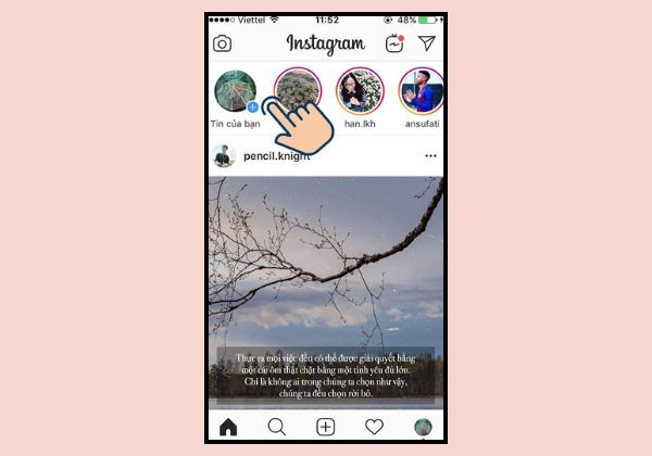 Chia sẻ nhạc Story IG trên ảnh video mới tạo bước 1