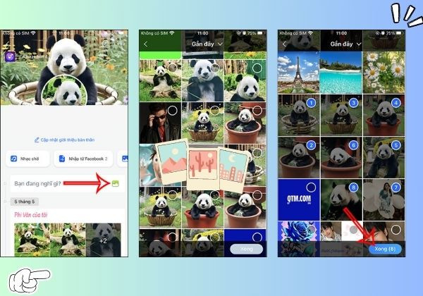 Chọn bố cục đăng ảnh trên Zalo&nbsp;bước 1