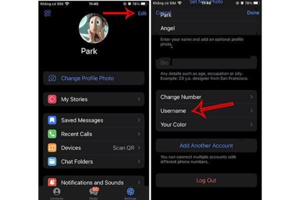 Sao chép link hồ sơ Telegram cá nhân trên điện thoại bước 1