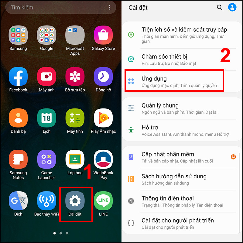 danh sách ứng dụng trên android