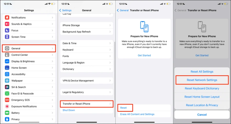 Đặt lại cài đặt mạng iPhone 15 Pro Max