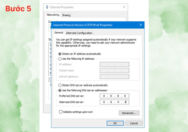 Đổi DNS khi người dùng sử dụng máy chủ DNS khác B5