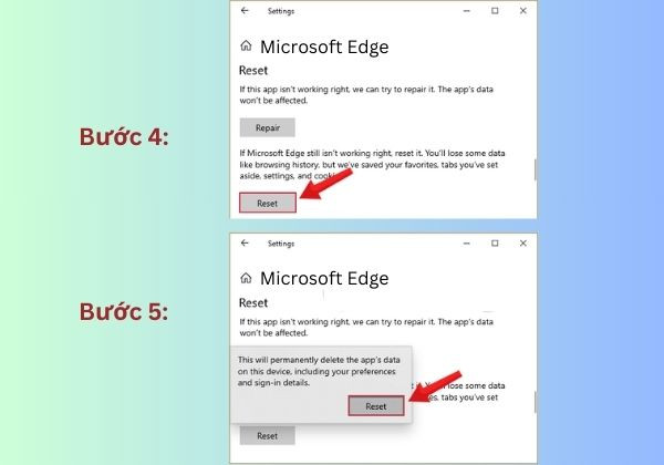 Hướng dẫn cách reset cài đặt Edge trong Settings Windows bước 4 Hướng dẫn cách reset cài đặt Edge trong Settings Windows bước 4