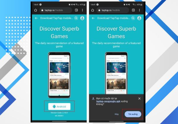 Hướng dẫn cách tải Vương Giả Vinh Diệu Android bước 1