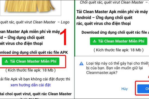 Hướng dẫn Download APK Clean Master về điện thoại bước 4