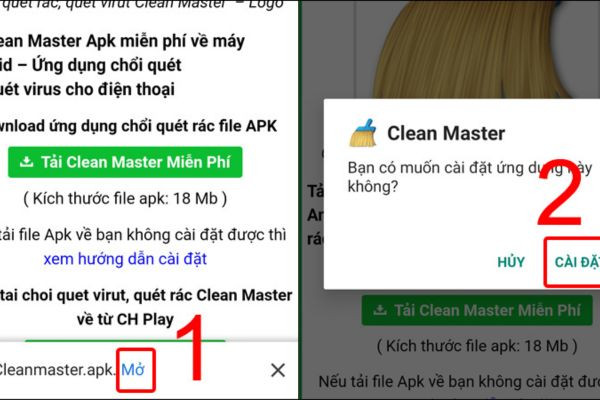 Hướng dẫn Download APK Clean Master về điện thoại bước 5