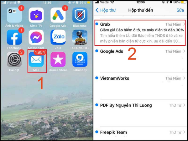 Hướng dẫn cách in email từ ứng dụng Mail bước 1