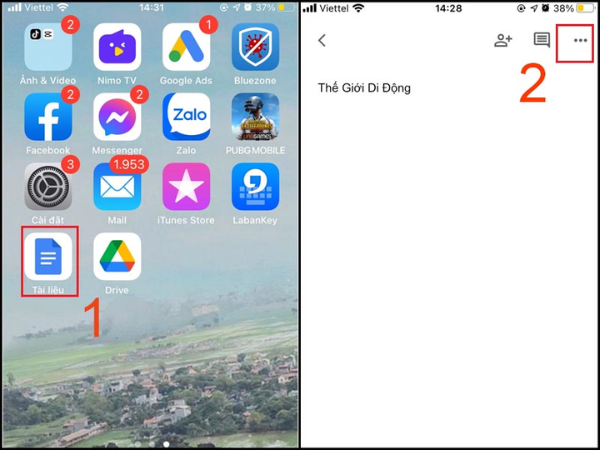 Hướng dẫn in tài liệu trong ứng dụng Google Docs, Sheets, Slides bước 1