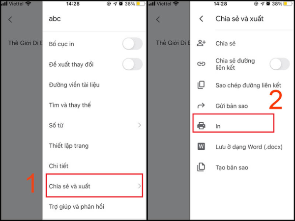 Hướng dẫn in tài liệu trong ứng dụng Google Docs, Sheets, Slides bước 2