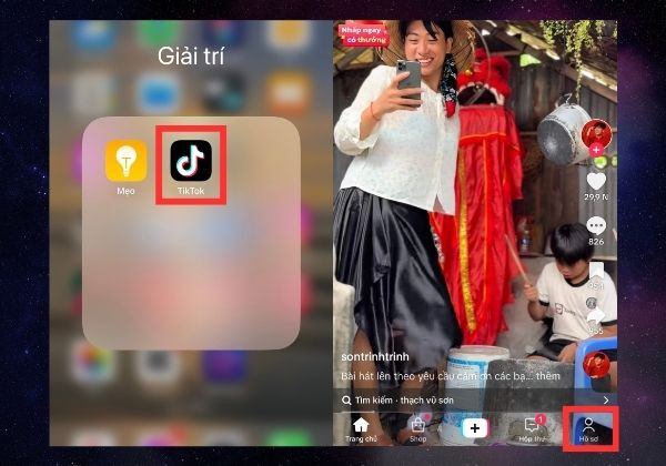Hướng dẫn xóa bộ nhớ đệm TikTok trên iPhone bước 1 và bước 2