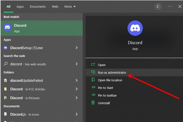 Khởi chạy Discord với tư cách quản trị viên bước 2