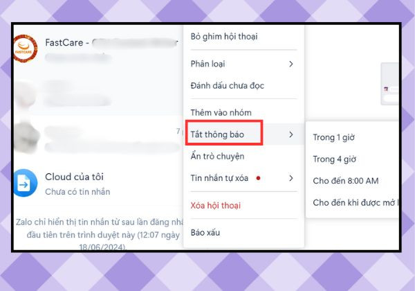Kích hoạt tính năng thông báo trên Zalo Web