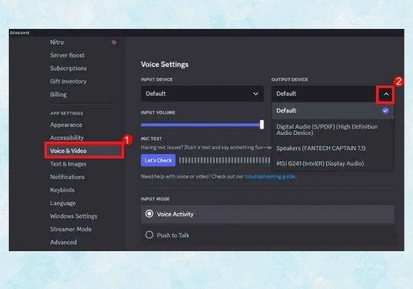 Kiểm tra lại cài đặt giọng nói của Discord B3