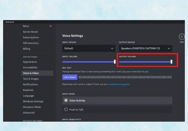 Kiểm tra lại cài đặt giọng nói của Discord B4