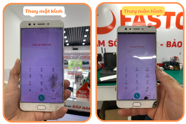 Phân biệt thay màn hình và thay mặt kính Oppo F3