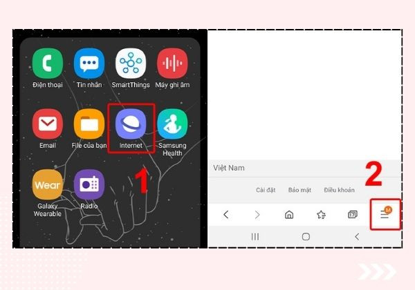 Phần mềm chặn quảng cáo cho trình duyệt Samsung Internet bước 1