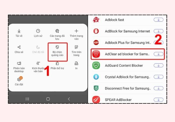 Phần mềm chặn quảng cáo cho trình duyệt Samsung Internet bước 2