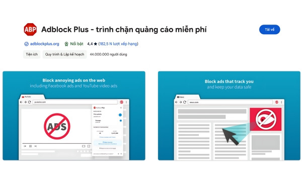 Phần mềm chặn quảng cáo Google Chrome AdBlock Plus