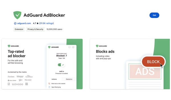Phần mềm chặn quảng cáo Google Chrome AdGuard