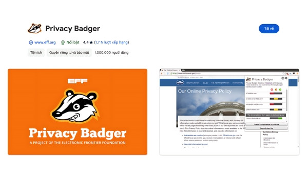 Phần mềm chặn quảng cáo Google Chrome Privacy Badger