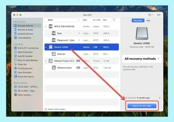 Sử dụng phần mềm khôi phục tập tin đã xoá trên MacOS bước 2 Sử dụng phần mềm khôi phục tập tin đã xoá trên MacOS bước 2