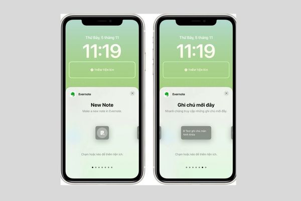 Tạo ghi chú trên màn hình khoá iPhone qua Evernote bước 4