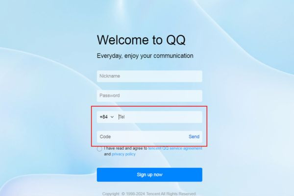 Tạo tài khoản QQ trên web bước 3