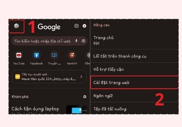 Tắt quảng cáo trên trình duyệt Chrome điện thoại Samsung bước 2