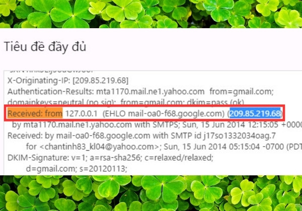 Tìm địa chỉ IP từ Email đối với người dùng Yahoo B5