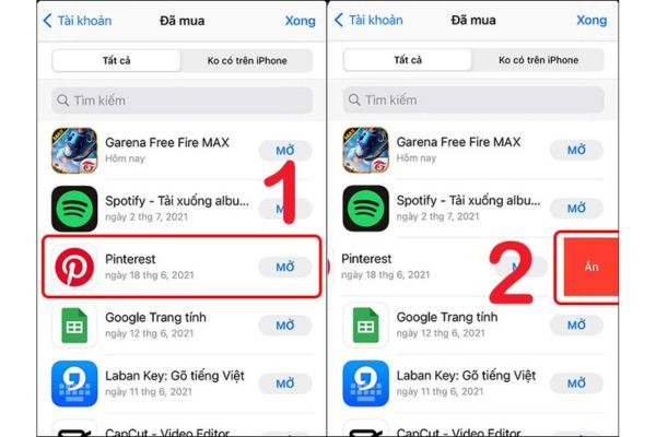 Xoá dữ liệu ứng dụng trên App Store bước 2