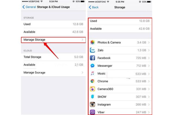 Xoá trong phần quản lý ứng dụng iPhone bước 1.2
