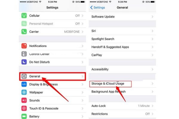 Xoá trong phần quản lý ứng dụng iPhone bước 1