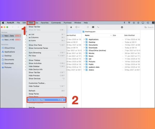 bật chế độ hiển thị file ẩn trên Mac