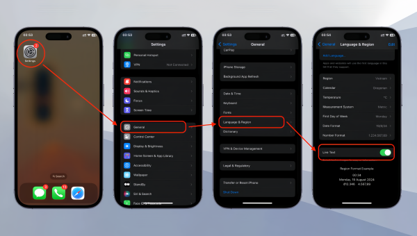 Bật chức năng Live Text trên iPhone