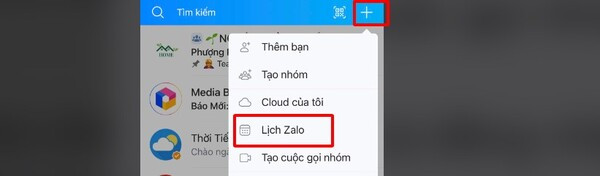 Xem lịch âm trên Zalo