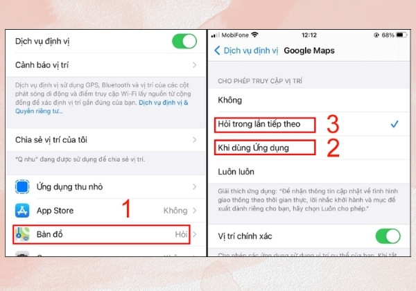 Bật tắt nhanh vị trí trên iPhone