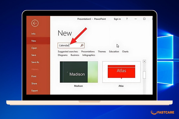 Chèn lịch vào PowerPoint