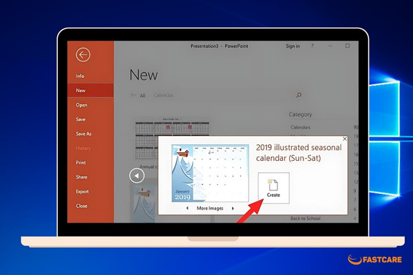 Chèn lịch vào PowerPoint