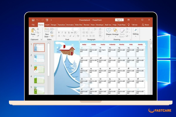 Chèn lịch vào PowerPoint