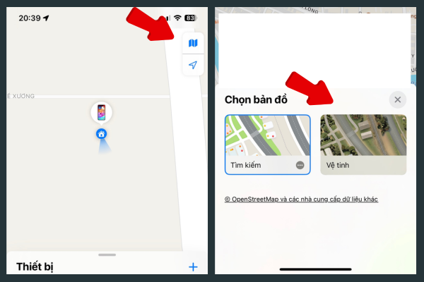 Cách định vị iPhone bằng ứng dụng Tìm bạn mở bản đồ