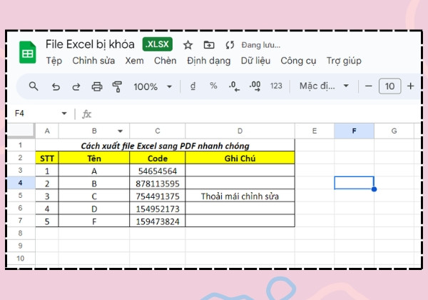 Mở khóa file Excel không cho chỉnh sửa