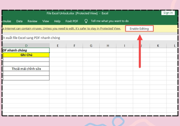 Mở khóa file Excel không cho chỉnh sửa