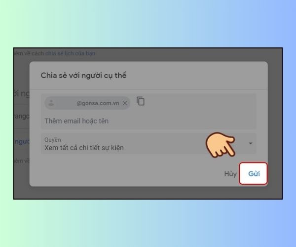 Cách share Google Calendar với người cụ thể