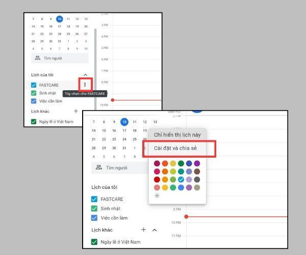 Cách share Google Calendar với người khác&nbsp;bước 2