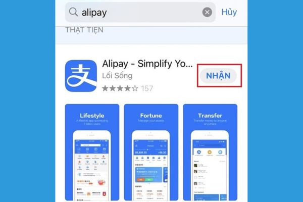 Cách tạo tài khoản Alipay trên điện thoại bước 1