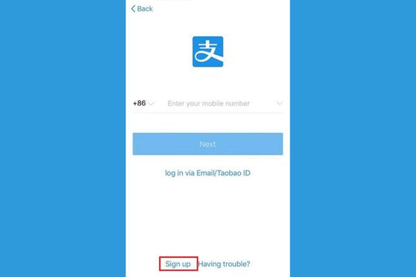 Cách tạo tài khoản Alipay trên điện thoại bước 3