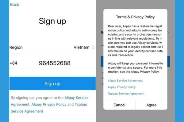 Cách tạo tài khoản Alipay trên điện thoại bước 4