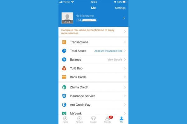 Cách tạo tài khoản Alipay trên điện thoại bước 5